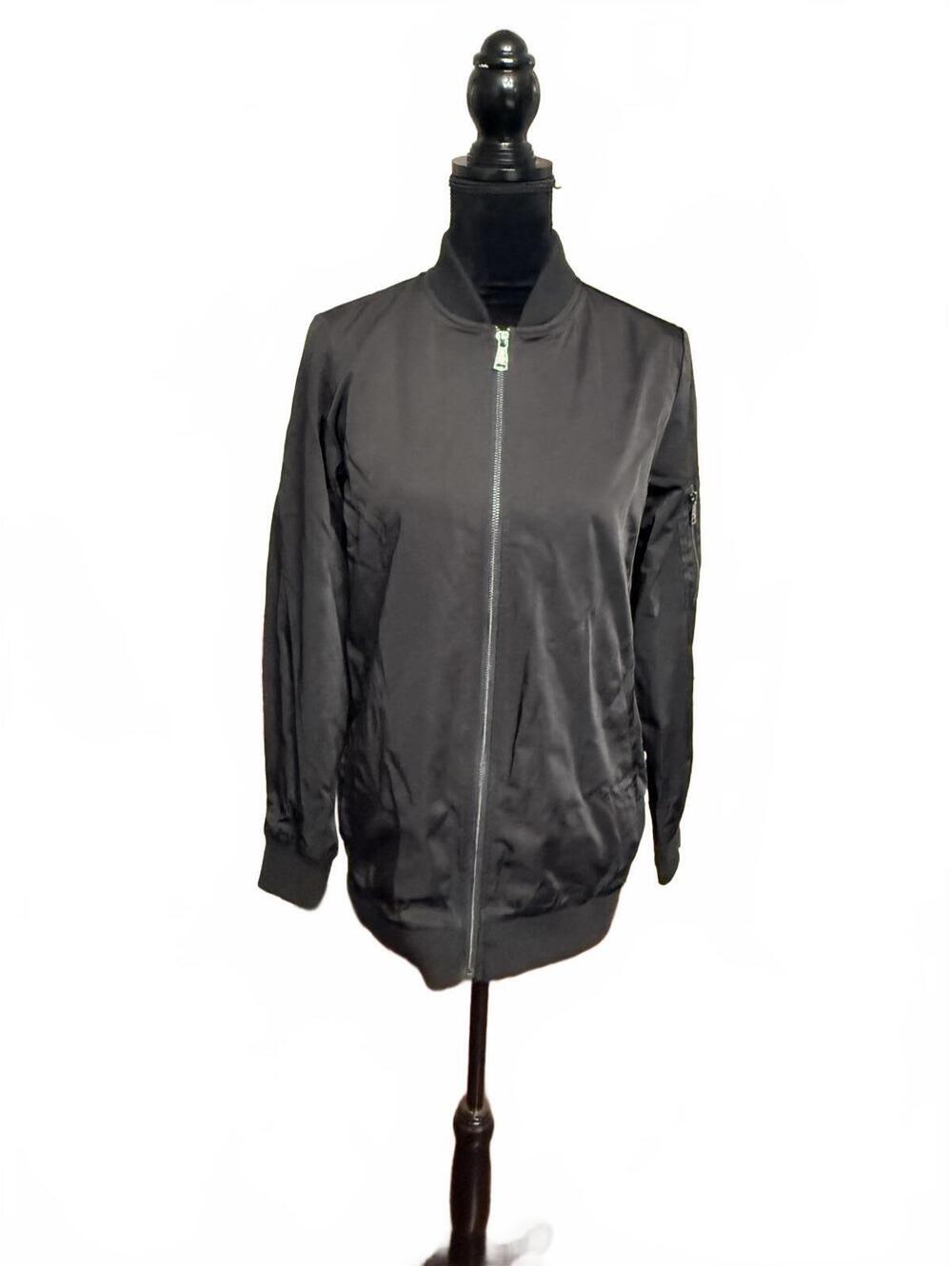 Bernardo Black Full Zip Bomber Jacket Utility Sleeve Pocket mens Size S